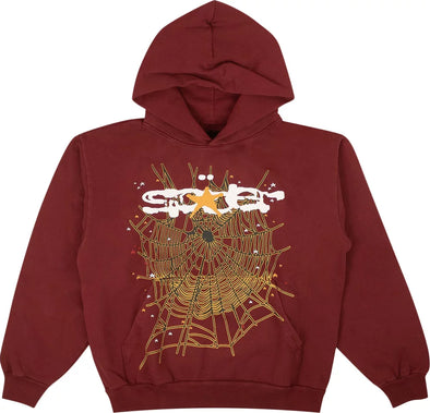 Sp5der Maroon Hoodie