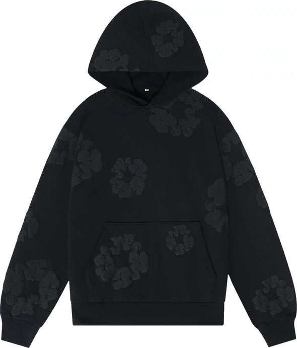 Denim Tears Cotton Wreath Hooded Hoodie 'Black Monochrome'