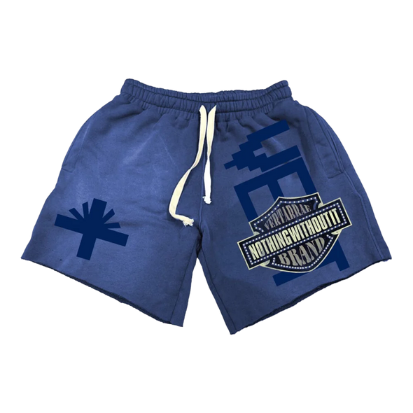 Vertabrae Blue Double Emblem Shorts