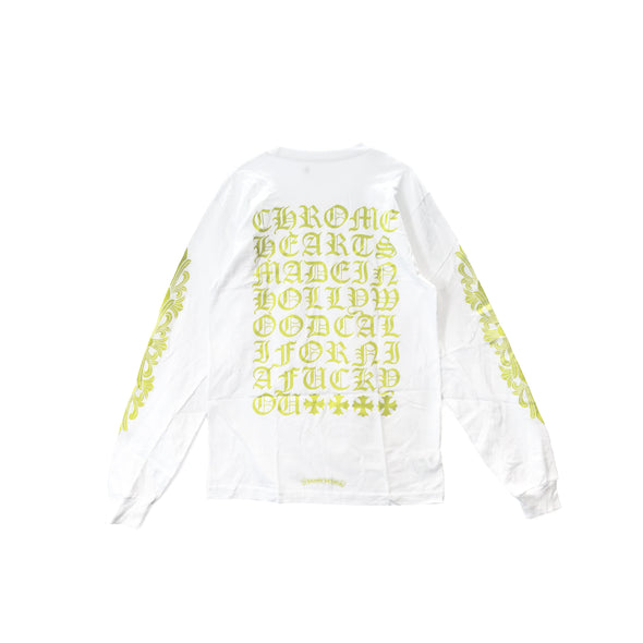 Chrome Hearts Neon Yellow on White LA Exclusive L/S