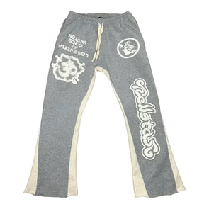 HELLSTAR GREY SIGNATURE FLARE SWEATPANTS