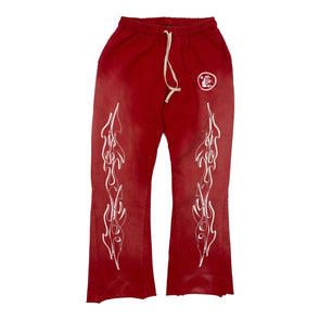 HELLSTAR STUDIOS FLARED SWEATPANTS VINTAGE RED