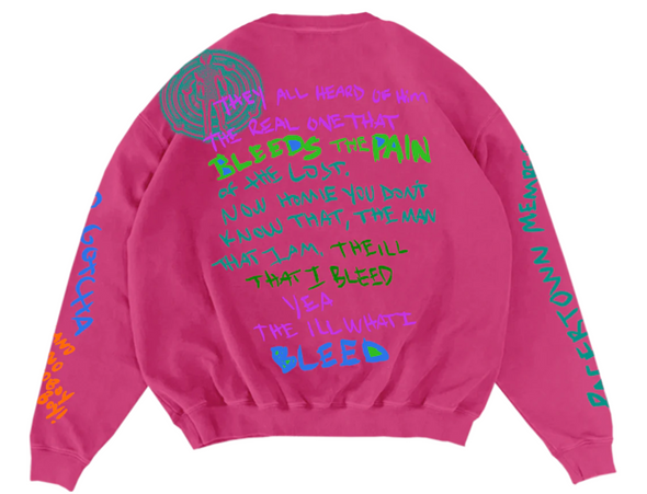 Kid Cudi NSANO SKETCH CREWNECK Hot Pink