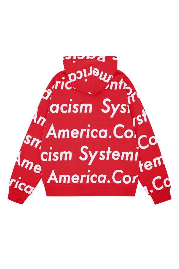 Denim Tears Systemic Racism Controls America Zip Up Hoodie Red