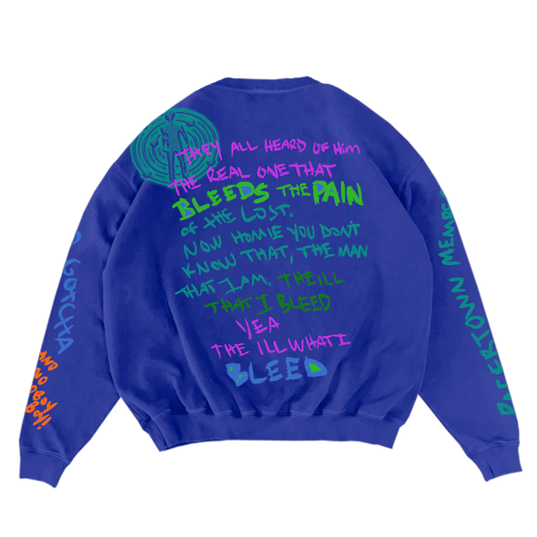 Kid Cudi NSANO SKETCH CREWNECK Electric Royal