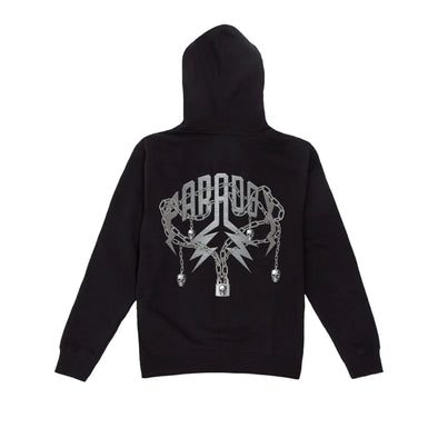 PRDX "SKULL CHAINS" LIGHTNING ARC LOGO HOODIE (BLACK/METALLIC GREY)