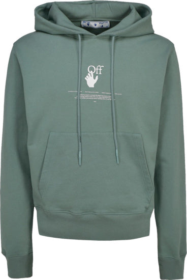 "Off-White" Light Green Graffiti-Logo Hoodie