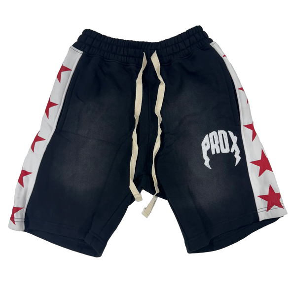 "PRDX STARS" LIGHTNING ARC LOGO SWEATSHORTS (BLACK/WHITE)