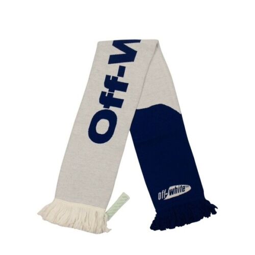 OFF-WHITE SPLIT LOGO SCARF BLUE & WHITE