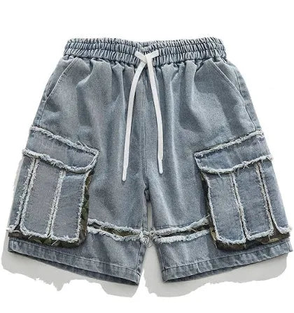 Custom Gallery Distressed Denim Cargo Camo Shorts