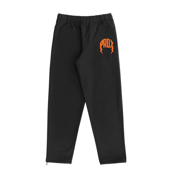 PRDX TWILLED LIGHTNING ARC LOGO SWEATPANTS (BLACK/ORANGE)