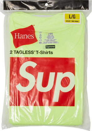 Supreme x Hanes Tagless Tees (2 Pack) 'Fluorescent Yellow'