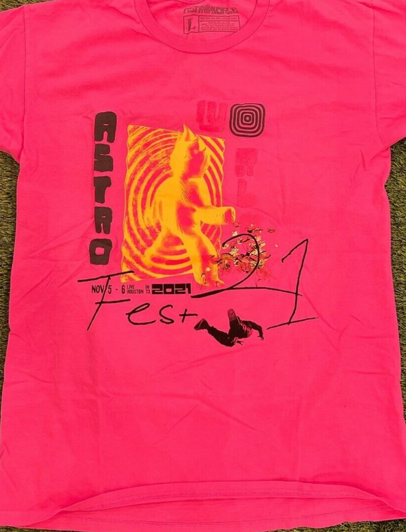 Travis Scott Astro World/Fest T-Shirt Exclusive Pink 2021