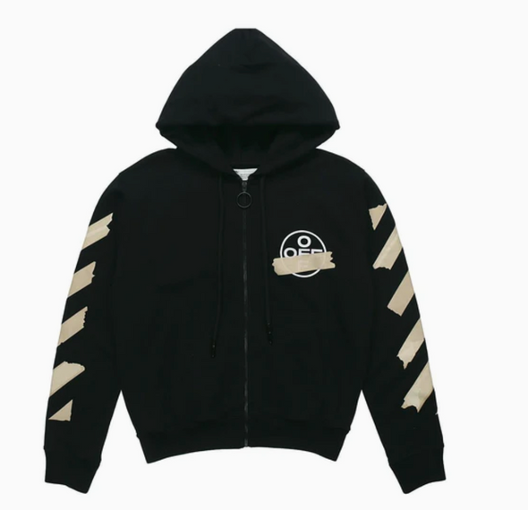 OFF-WHITE Gold Color Rubber Strap Arrow Zip Up Hoodie Black