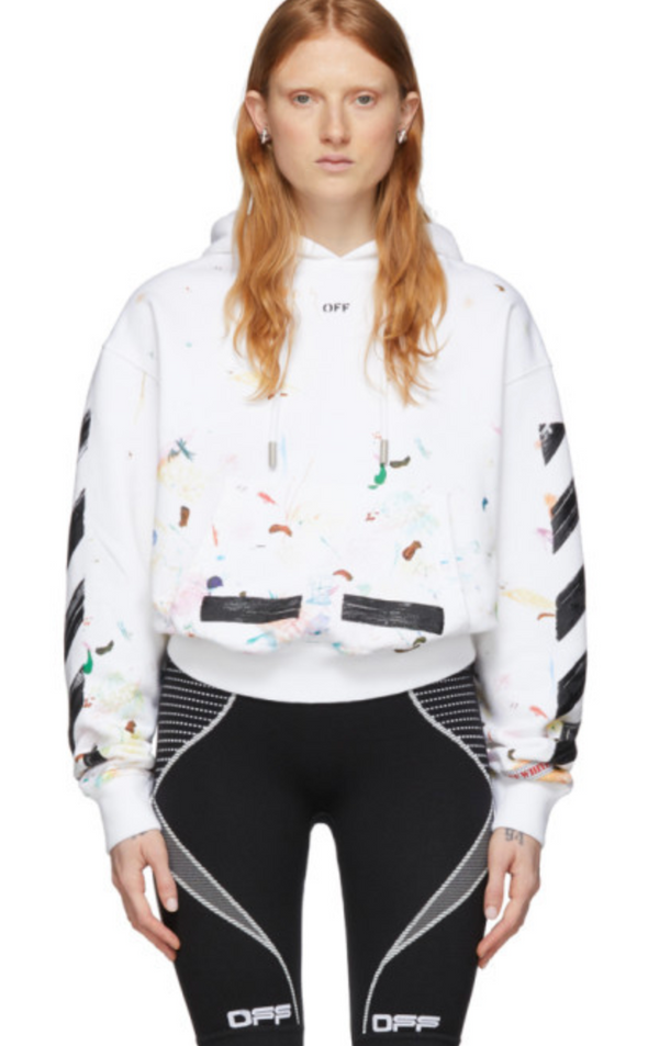 Off-White White Paint Splatter Hoodie