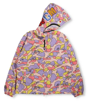 Bape Sta Camo Shark Oversized Full-Zip Nylon Hoodie Pink