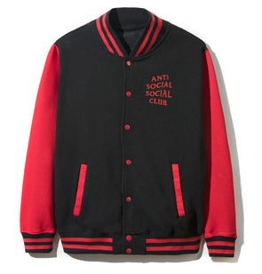 Anti Social 'Dropout' Letterman Jacket (Black/Red)