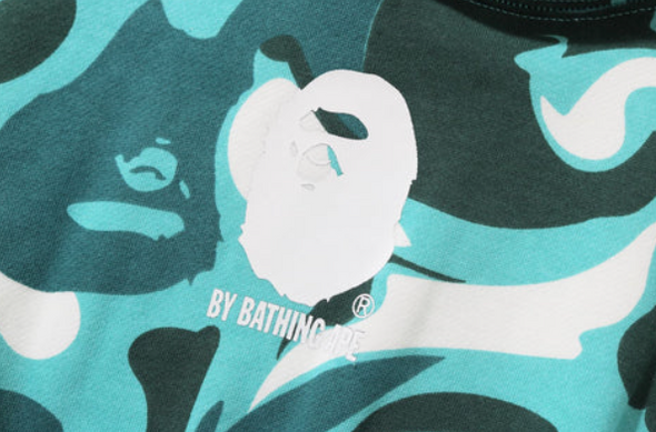 Bape MARBLE Green Mint CAMO SHIRRED WAIST PULLOVER HOODIE ONEPIECE
