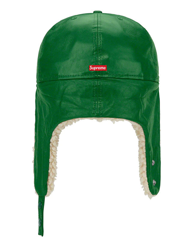 Supreme Leather Earflap New Era Green